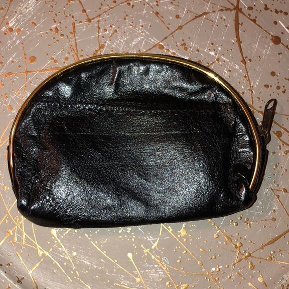 Paris Faux Patch Leather Black Gold Metallic Nesting Travel Bags - Picture 9 of 13